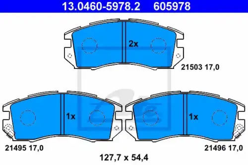 Тормозные колодки дисковые передняя ось ATE 13.0460-5978.2