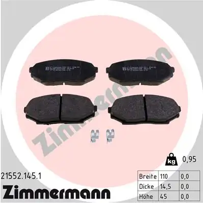 Тормозные колодки дисковые передняя ось ZIMMERMANN 21552.145.1