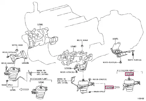 INSULATOR, ENGINE 1236251020 TOYOTA / LEXUS