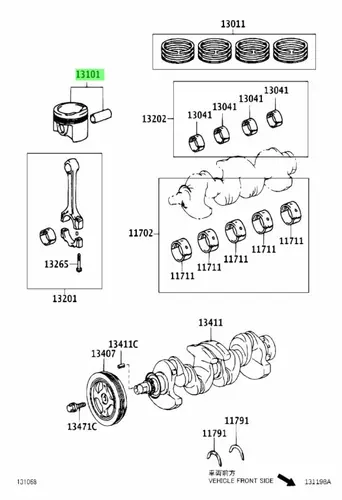 PISTON SUB-ASSY, 1310121120 TOYOTA / LEXUS