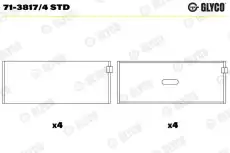 вкладыши шатунные к-кт! STD (4)\ MB W123/W124/W461 1.8-2.5 M102/M111 80> 71-3817/4 STD GLYCO