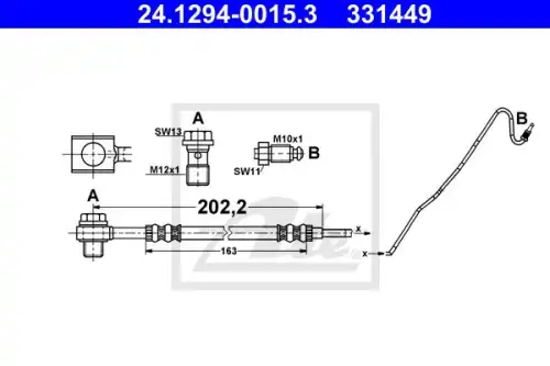 Тормозной шланг 24.1294-0015.3 ATE