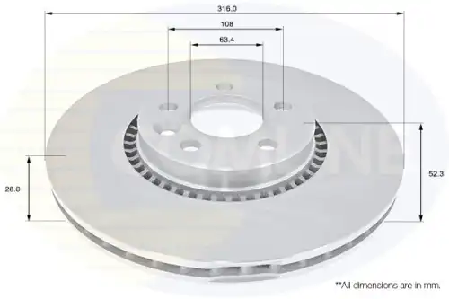 Тормозной диск COMLINE ADC1251V вентилируемый , передняя ось