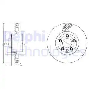 Тормозной диск DELPHI BG9100C вентилируемый , передняя ось