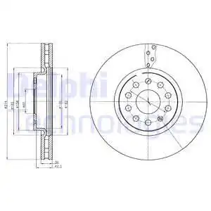 Тормозной диск DELPHI BG4330C вентилируемый , передняя ось