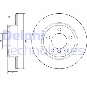Тормозной диск DELPHI BG4561 полный , задняя ось