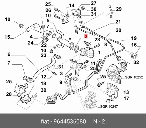 прокладка egr 9644536080 FIAT
