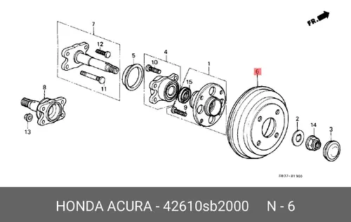 Тормозной барабан HONDA 42610SB2000