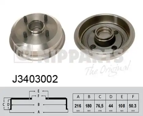 Тормозной барабан J3403002 NIPPARTS