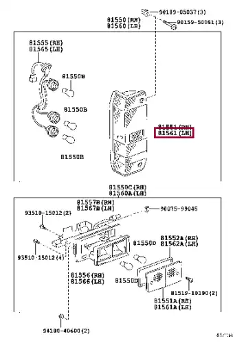 Фонарь задний TOYOTA / LEXUS 8156190K09
