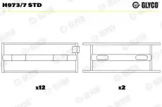 вкладыши коренные к-кт! STD (7)\ BMW E12-E28/E32 2.5-3.5 M30 <92 H973/7 STD GLYCO