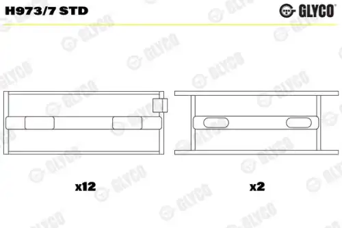 вкладыши коренные к-кт! STD (7)\ BMW E12-E28/E32 2.5-3.5 M30 <92 H973/7 STD GLYCO