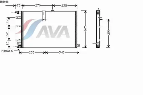 Радиатор кондиционера (конденсатор) AVA SB5038