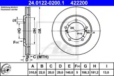 Тормозной диск ATE 24.0122-0200.1 вентилируемый , передняя ось