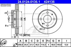 Тормозной диск ATE 24.0124-0136.1 вентилируемый , передняя ось