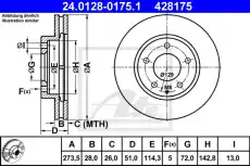 Тормозной диск ATE 24.0128-0175.1 вентилируемый , передняя ось