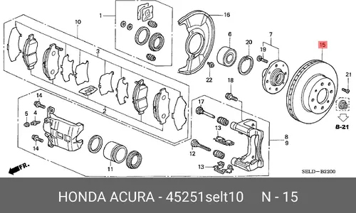 Тормозной диск HONDA 45251SELT10