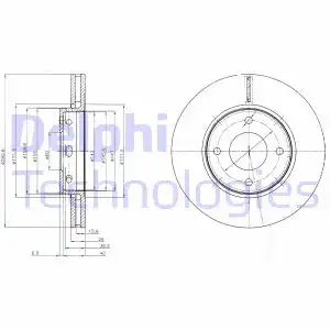 Тормозной диск DELPHI BG4127 вентилируемый , передняя ось