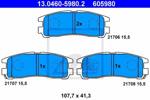 Тормозные колодки дисковые задняя ось ATE 13.0460-5980.2