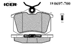 Тормозные колодки дисковые ICER 180697-700