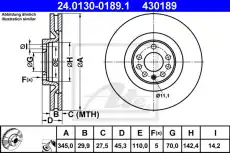 Тормозной диск ATE 24.0130-0189.1 вентилируемый , передняя ось