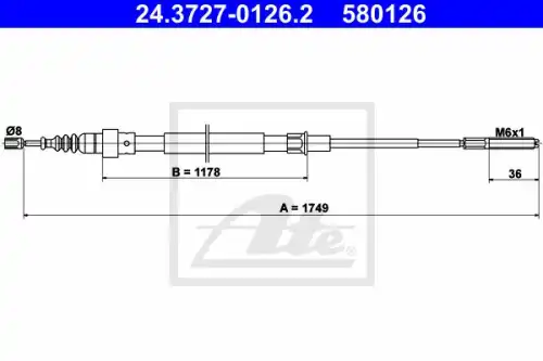 Трос ручного тормоза ATE 24.3727-0126.2