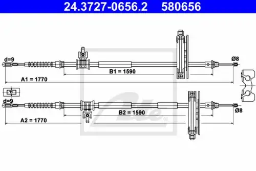 [1069082] !трос ручника\ Ford Focus 99> disc 24.3727-0656.2 ATE