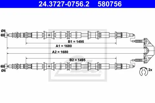 Трос ручного тормоза ATE 24.3727-0756.2