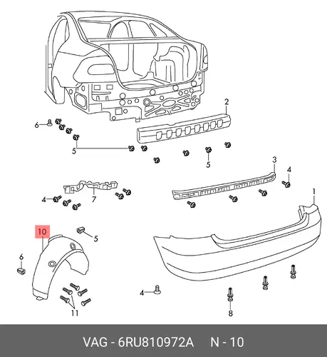 Подкрылок VAG 6RU810972A