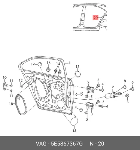  УПЛОТНИТЕЛЬ ДВЕРИ 5E5867367G VAG
