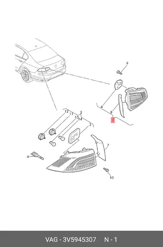 Фонарь задний VAG 3V5945307