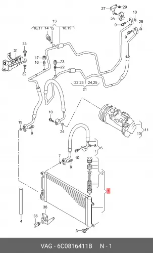 Радиатор кондиционера (конденсатор) VAG 6C0816411B