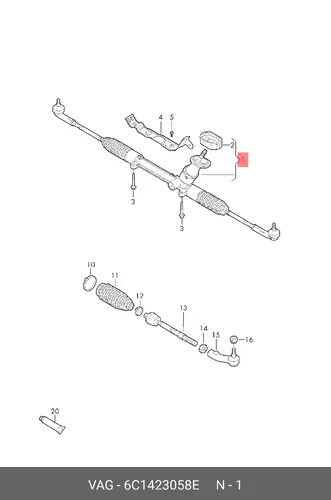 Рулевая рейка VAG 6C1423058E
