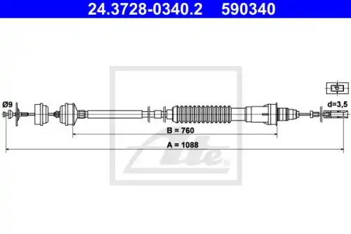 Трос сцепления ATE 24.3728-0340.2