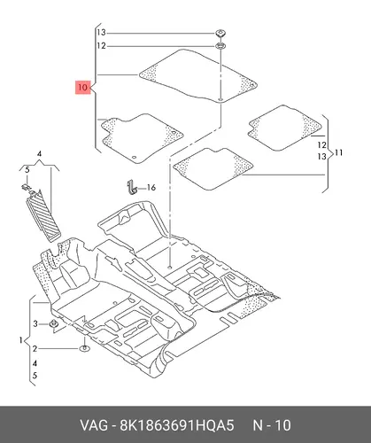 Коврики в салон VAG 8K1863691H QA5