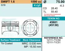 Поршень TEIKIN 1шт 45601 STD