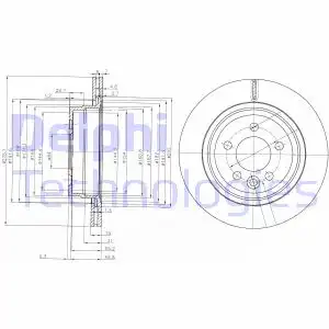 Тормозной диск DELPHI BG3919 вентилируемый , задняя ось
