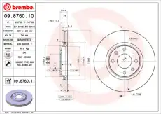 Тормозной диск BREMBO 09.8760.10 вентилируемый , передняя ось