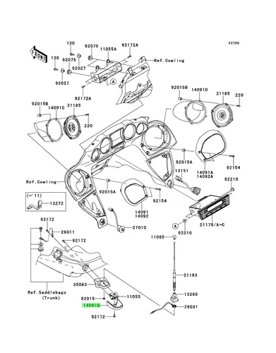 COVER,ANTENNA STAY 140911576 KAWASAKI