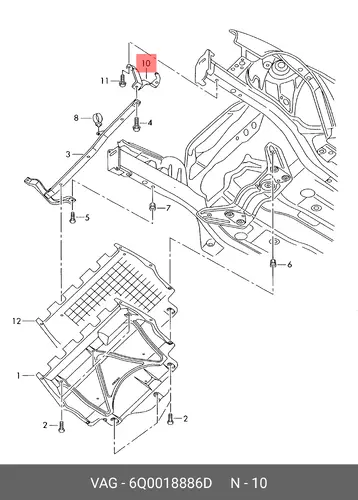 6Q0018886D Кронштейн защиты двигател VAG