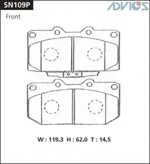 Тормозные колодки дисковые передняя ось ADVICS SN109P
