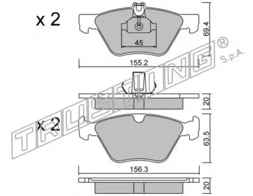 Тормозные колодки дисковые передняя ось TRUSTING 261.0