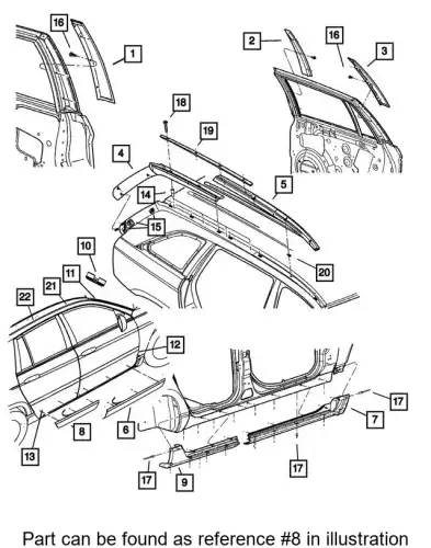 APPLIQUE REAR DOOR UB06CJMAB CHRYSLER
