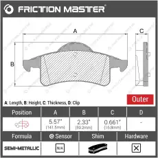 Тормозные колодки дисковые FRICTION MASTER MKD791