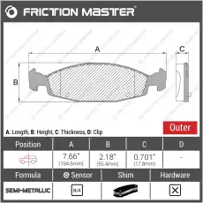 Тормозные колодки дисковые FRICTION MASTER MKD790