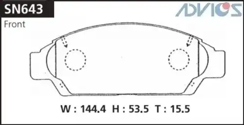 Тормозные колодки дисковые ADVICS SN643