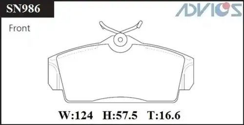 Тормозные колодки дисковые передняя ось ADVICS SN986