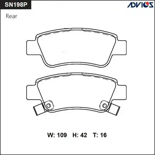 Тормозные колодки дисковые ADVICS SN198P