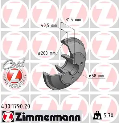 Тормозной барабан ZIMMERMANN 430.1790.20