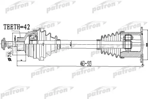 Вал приводной в сборе PATRON PDS0478